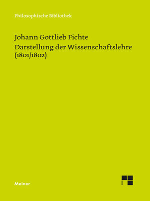 cover image of Darstellung der Wissenschaftslehre (1801/1802)